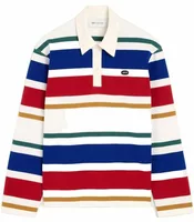 Striped Cotton Polo with Ami Patch White/Blue/Red