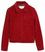 Embossed Ami De Coeur Suede Leather Jacket Ruby Red
