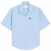 Ami De Coeur Boxy Cotton Short-Sleeve Shirt Tulip Cashmere Blue