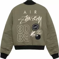 Stussy x Nike Reversible Varsity Jacket Medium Olive/Bright Mandarin