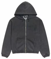 Faded Graphic Zip Hoodie Washed Black