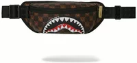 Sprayground Sharks In Paris WTF Bubble Brown Check Crossbody Brown