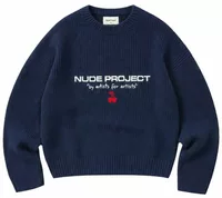 Wavy Knit Sweater Navy